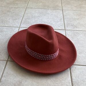 Universal Thread Red Fedora with Patterned Band